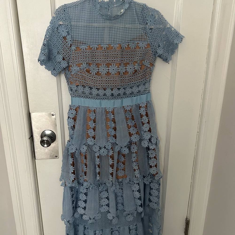 Elegant Blue Lace Dress